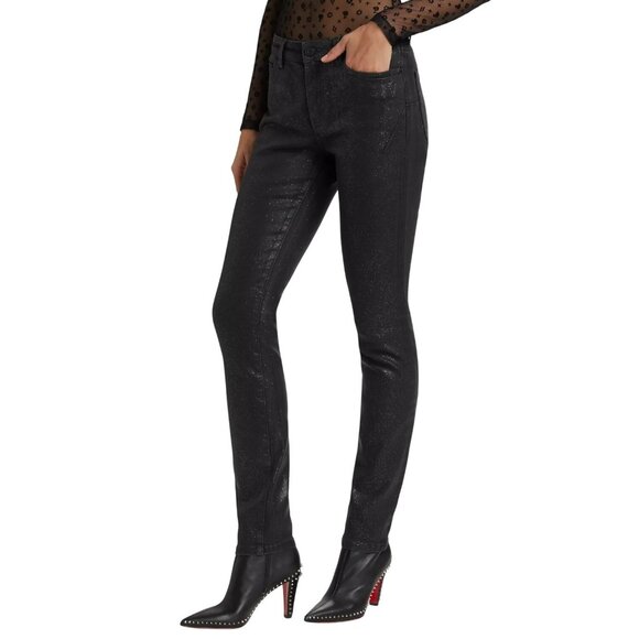 NWT L&B Mid Rise Ankle Skinny Jeans Size 4 Black Denim Shine Finish - Picture 1 of 8